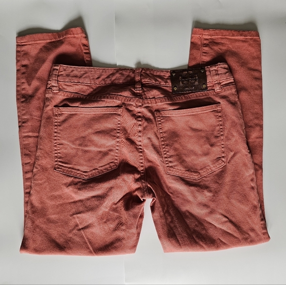 TORY BURCH Alexa Cropped Skinny Jeans Coral Pink Low Rise Stretch - Picture 15 of 16